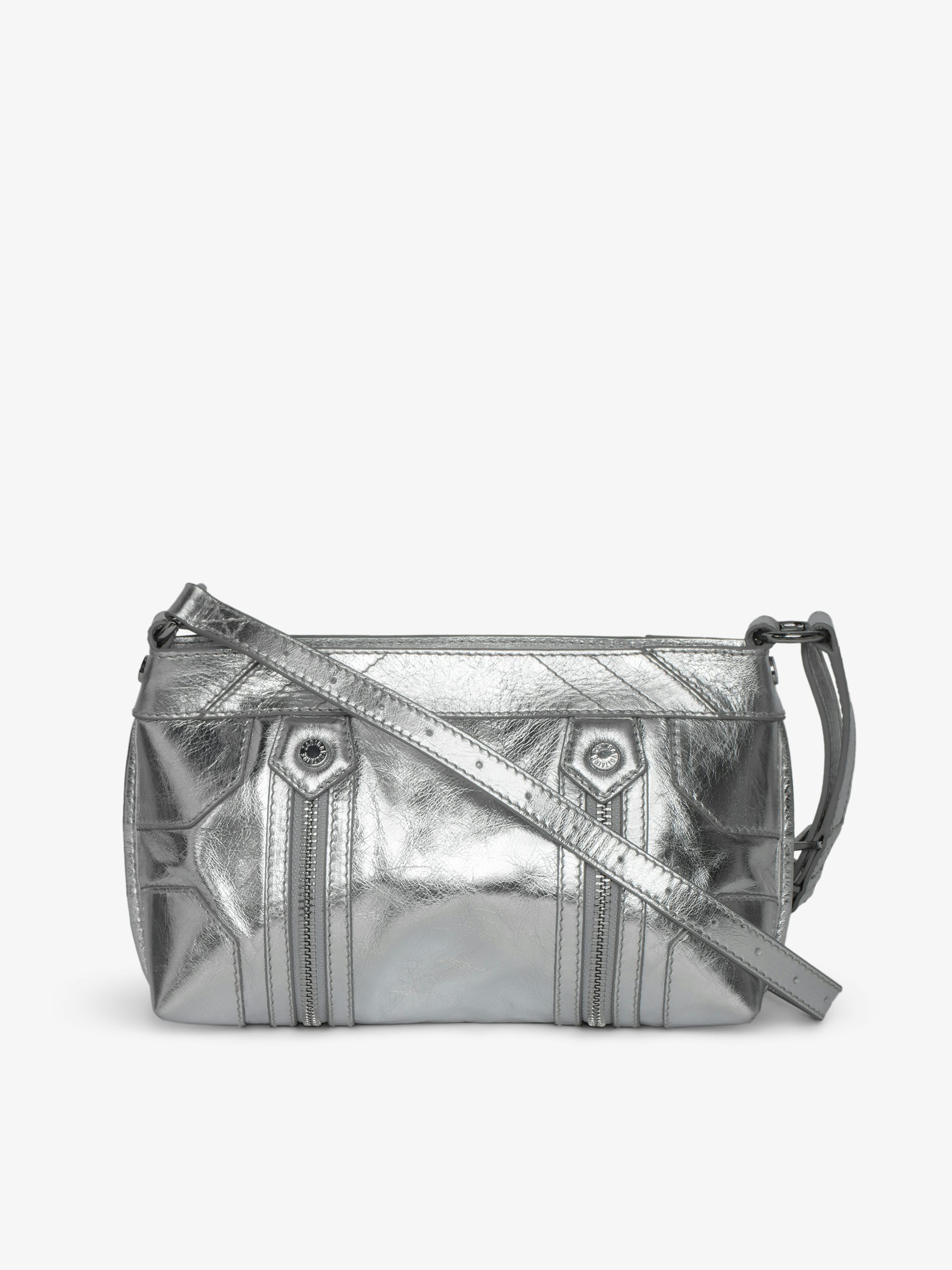 Sunny Mood Vintage Metal Bag - Small metallic leather bag with adjustable shoulder strap and wing signature.